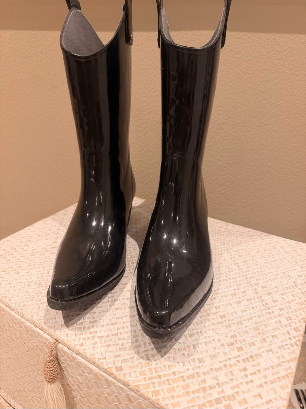Nomad Black Patent Westerb Mid-Calf Rain Boots